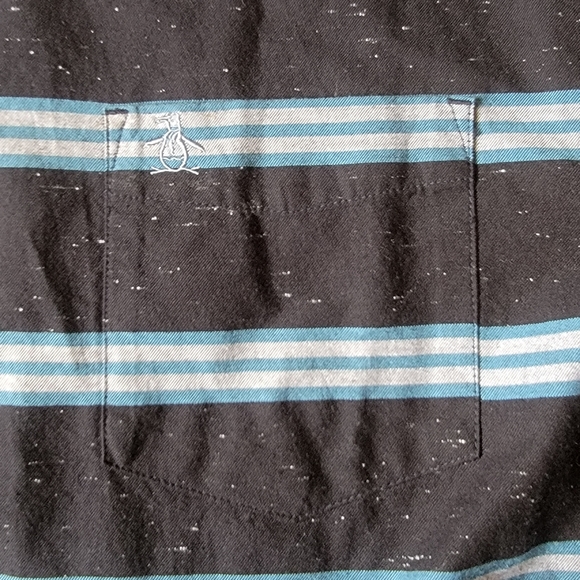 Original Penguin Long Sleeve Casual Button Down Blue Striped Men's XL - Picture 7 of 16